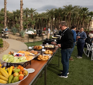 Table of food at the GWMS welcome party